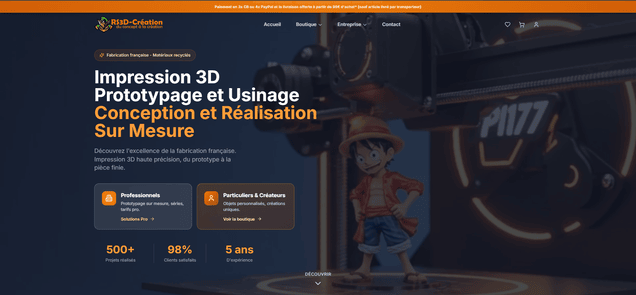 Réalisation plateforme e-commerce RS3D Création
